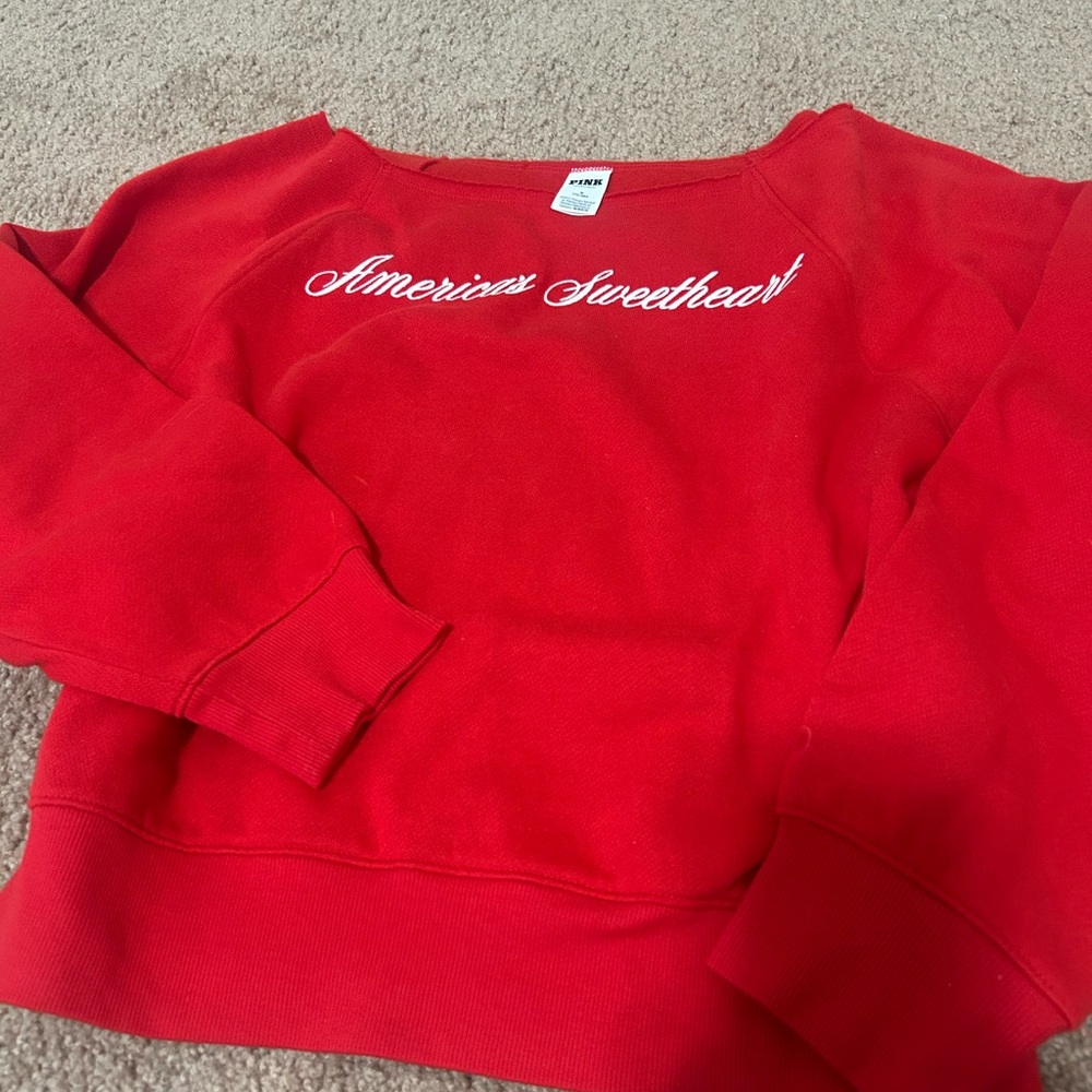 PINK Victoria's Secret Red 'American Sweetheart' Crewneck Sweatshirt